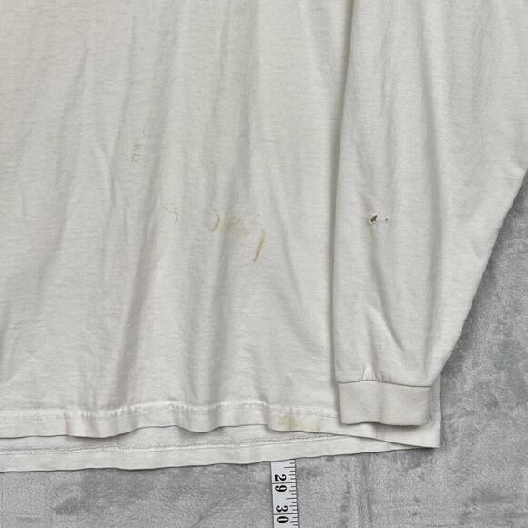 Vintage 90s Nike Center Swoosh White Long Sleeve T-Shirt Men Sz M Canada Made - Picture 10 of 11